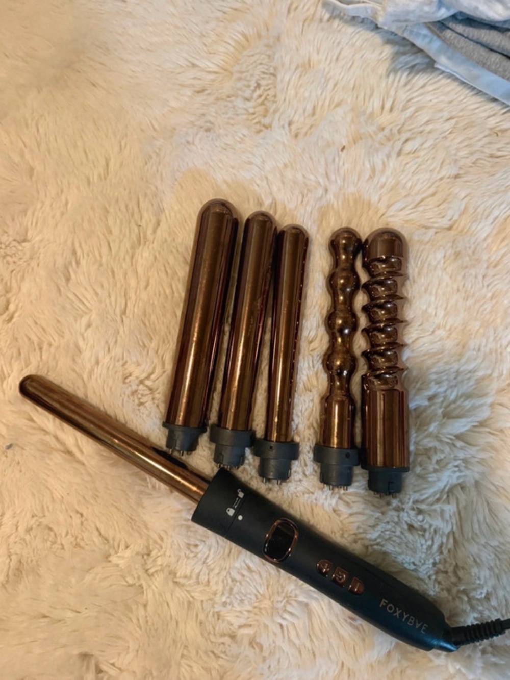 Foxybae 7-Piece gold-Tone Interchangeable Curling Wand Set